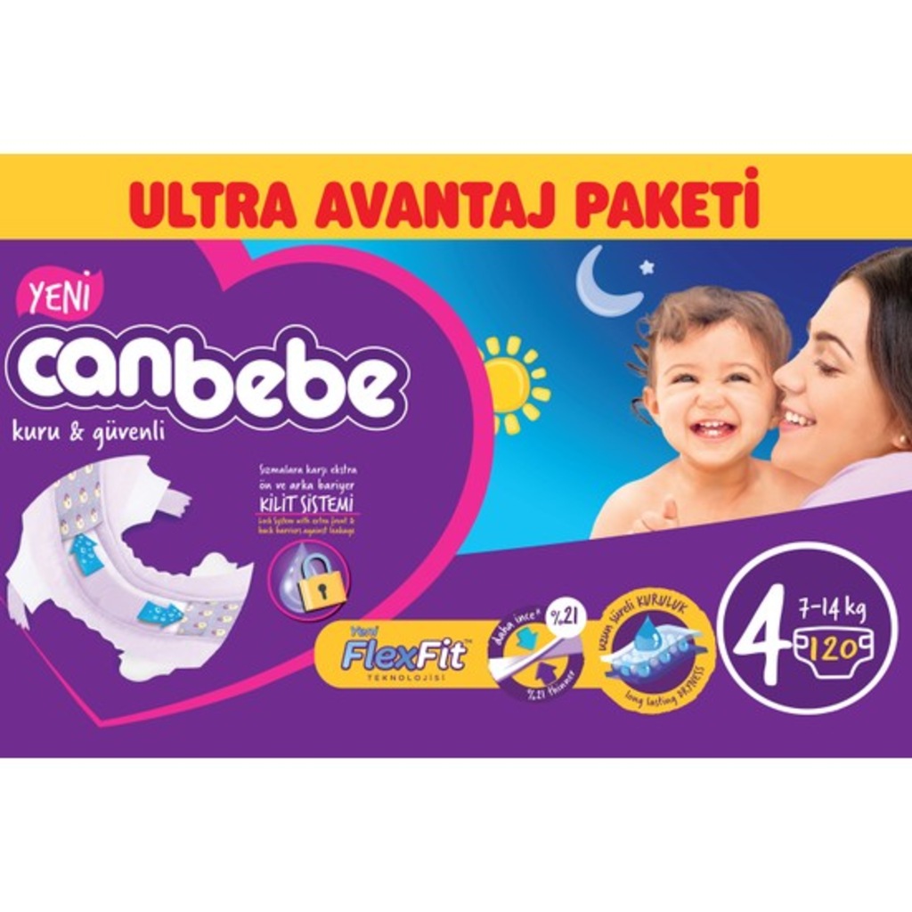 Canbebe Bebek Bezi Ultra Avantaj Paketi 4 Beden 120� li