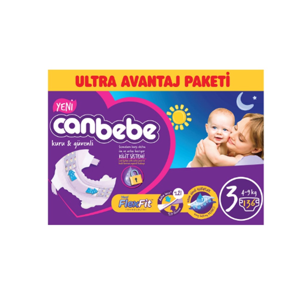 Canbebe Bebek Bezi Ultra Avantaj Paket 3 Beden Midi 136 Adet Fiyatları