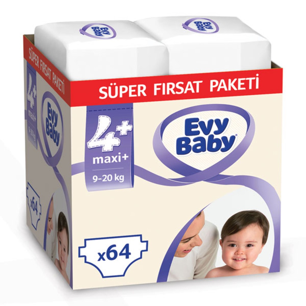Evy Baby Bebek Bezi 4+ Beden Maxiplus Süper Fırsat Paketi 64 Ade