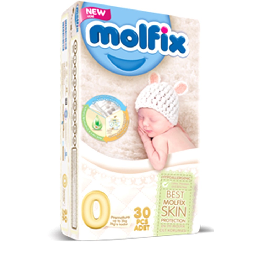 Molfix 3D Prematüre No:0 30 adet Eko Paket 0-3 kg