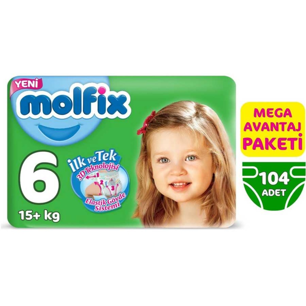 Molfix 6 Beden 104 Adet Bebek Bezi MEGA AVANTAJ PAKETİ