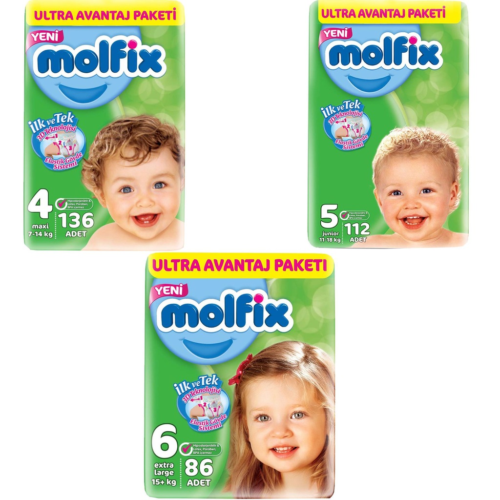 Molfix Bebek Bezi 456 Beden Ultra Avantaj Paketleri