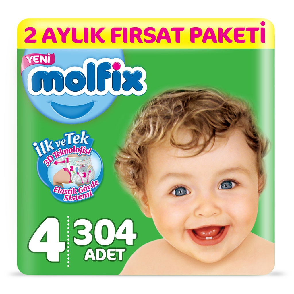 Molfix Bebek Bezi 4 Beden Maxi 2 Aylık Fırsat Paketi 304 adet Fiyatları