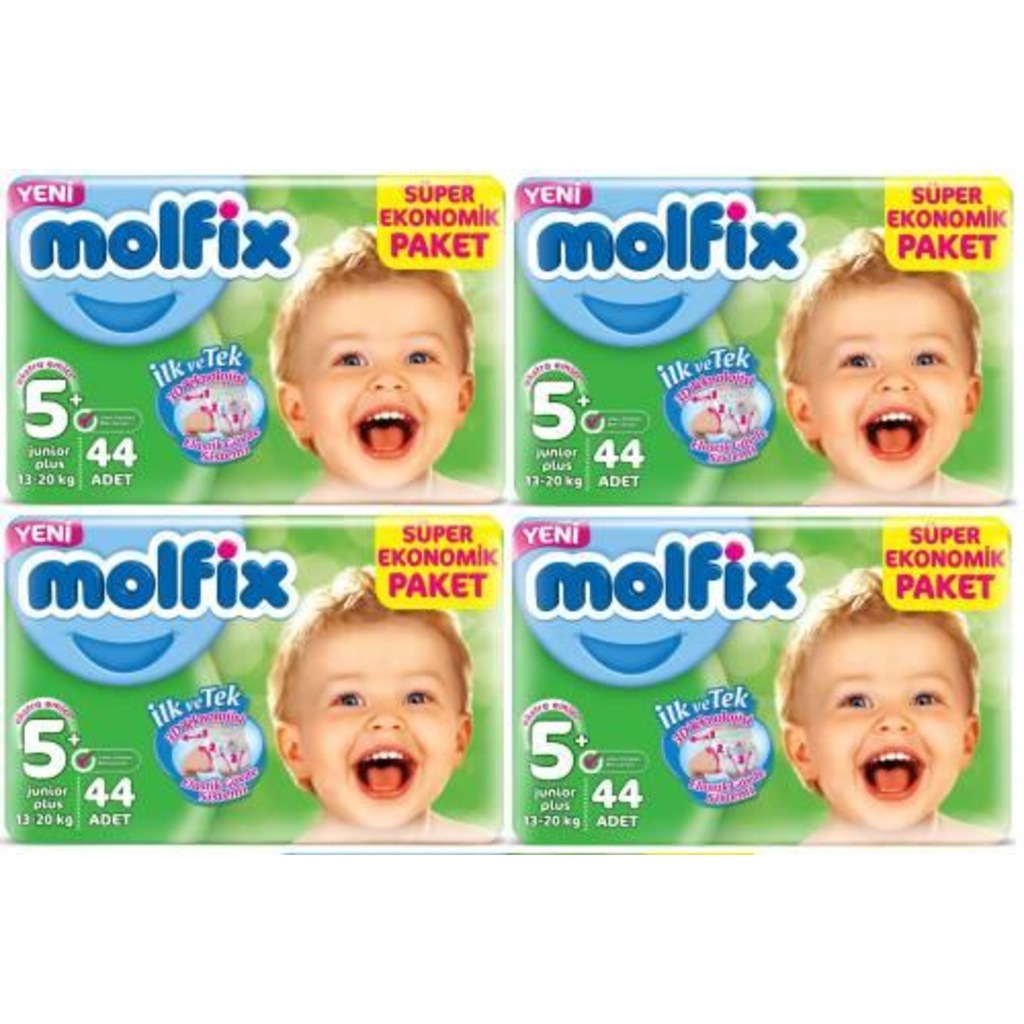 Molfix Bebek Bezi 5+ Beden 1320 Kg 44�lü 4�lü Paket 176 Adet