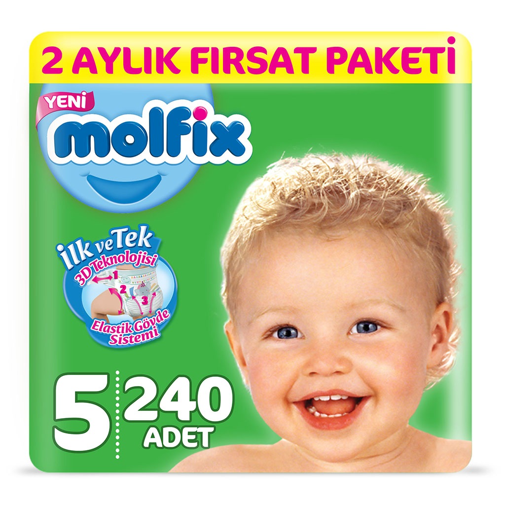 Molfix Bebek Bezi 5 Beden Junior 2 Aylık Fırsat Paketi 240