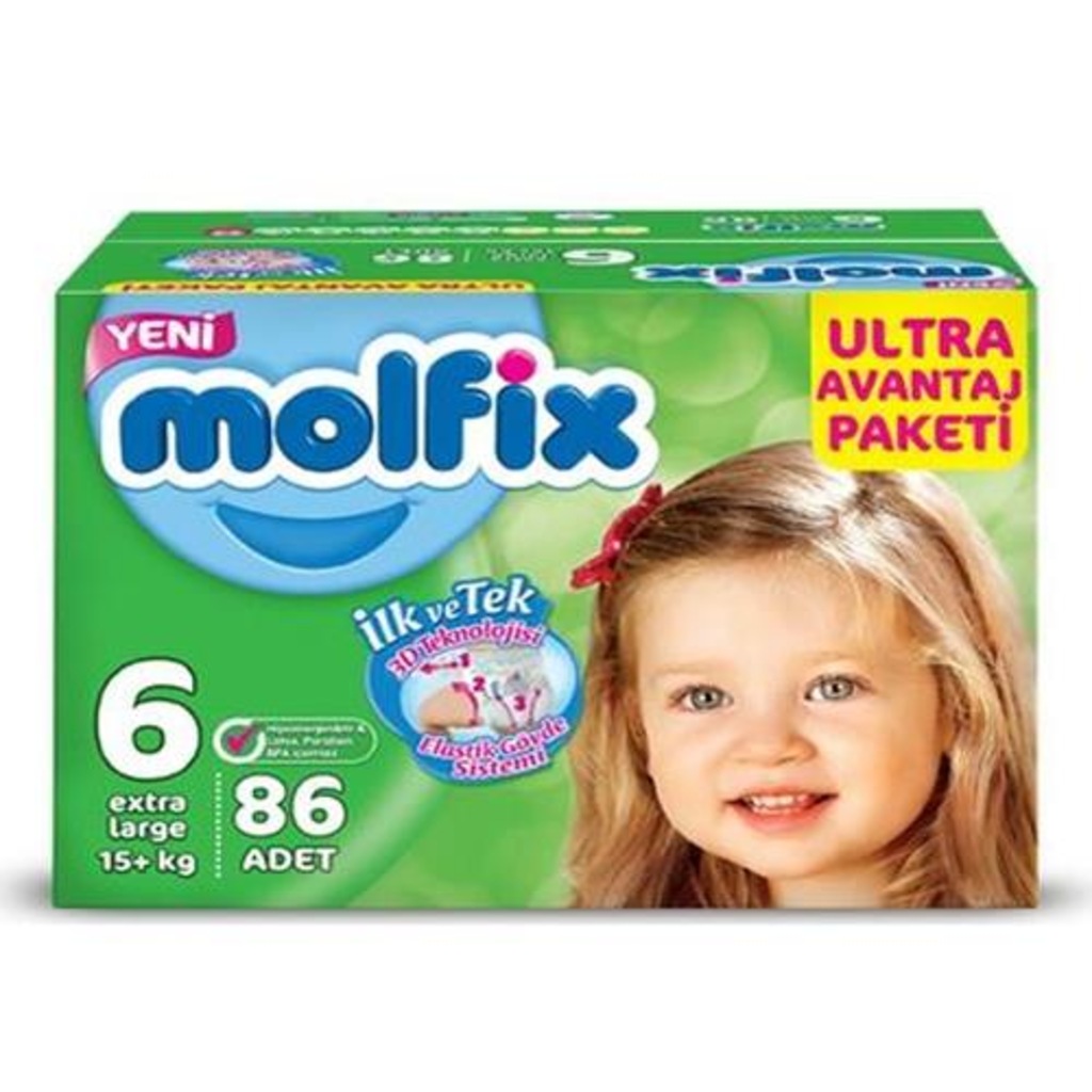 Molfix Bebek Bezi 6 Beden Numara 15+Kg 86 Adet Fiyatları ve Özellikleri