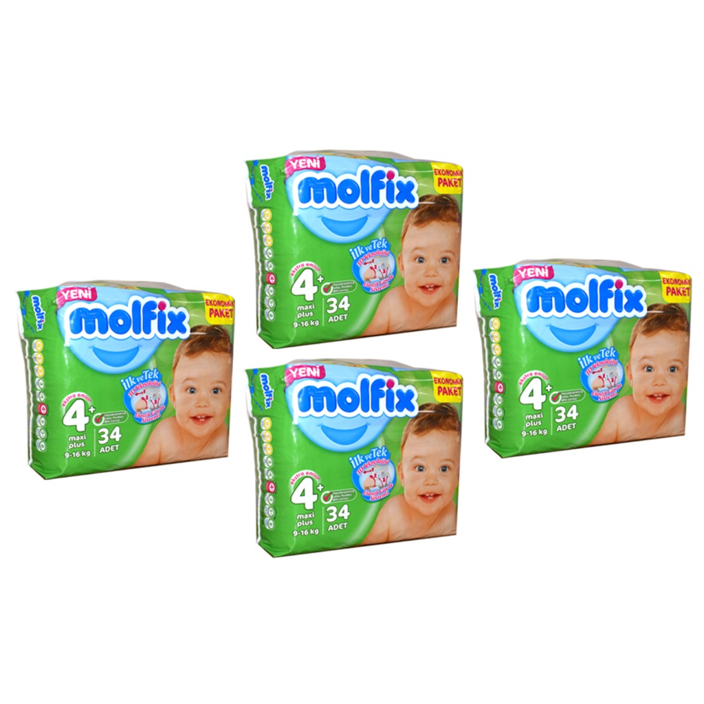 Molfix Bebek Bezi Jumbo 4 + Beden Maxi Plus 4�lü Paket