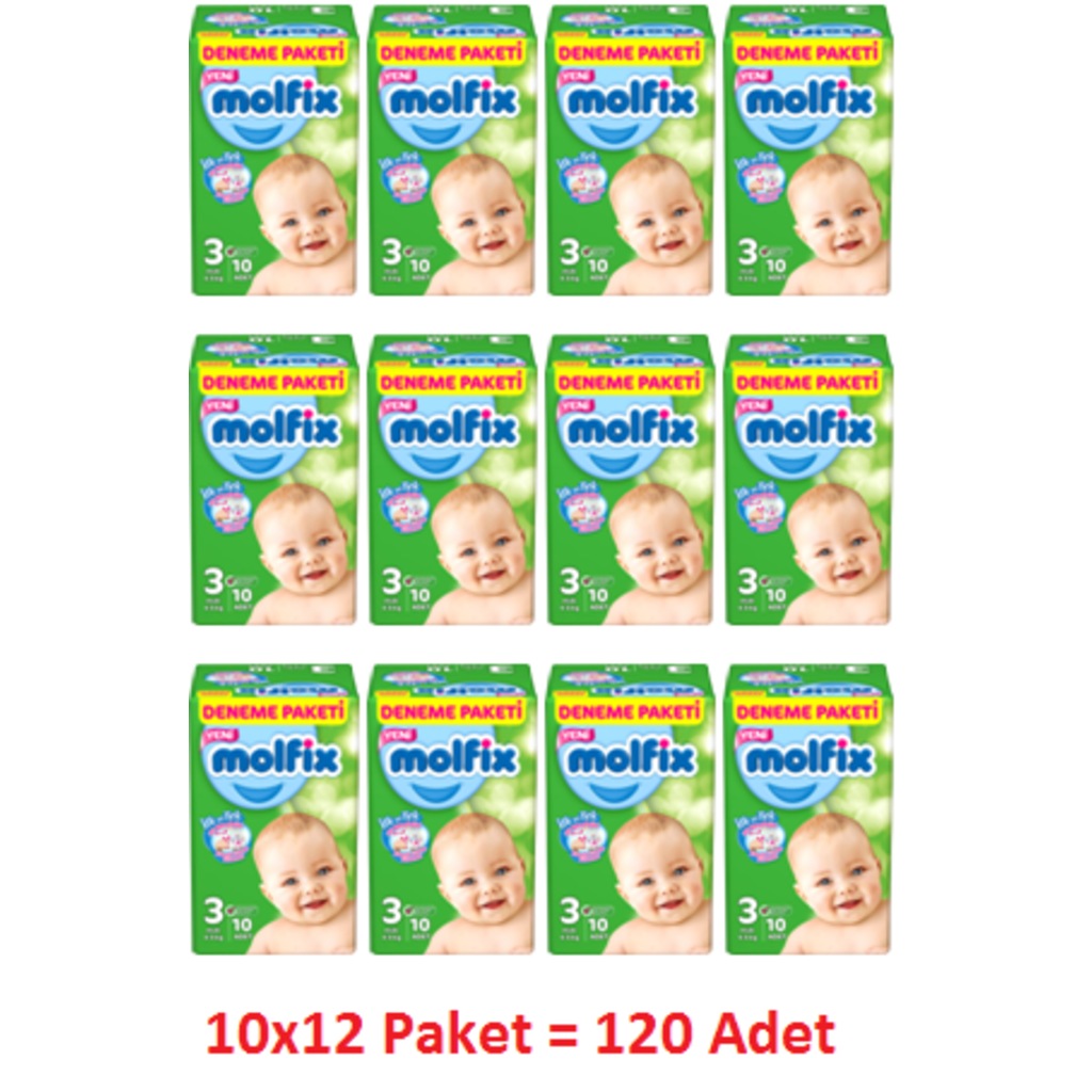 Molfix Deneme Paketi Bebek Bezi Midi 3 Numara 49 Kg 120 Adet