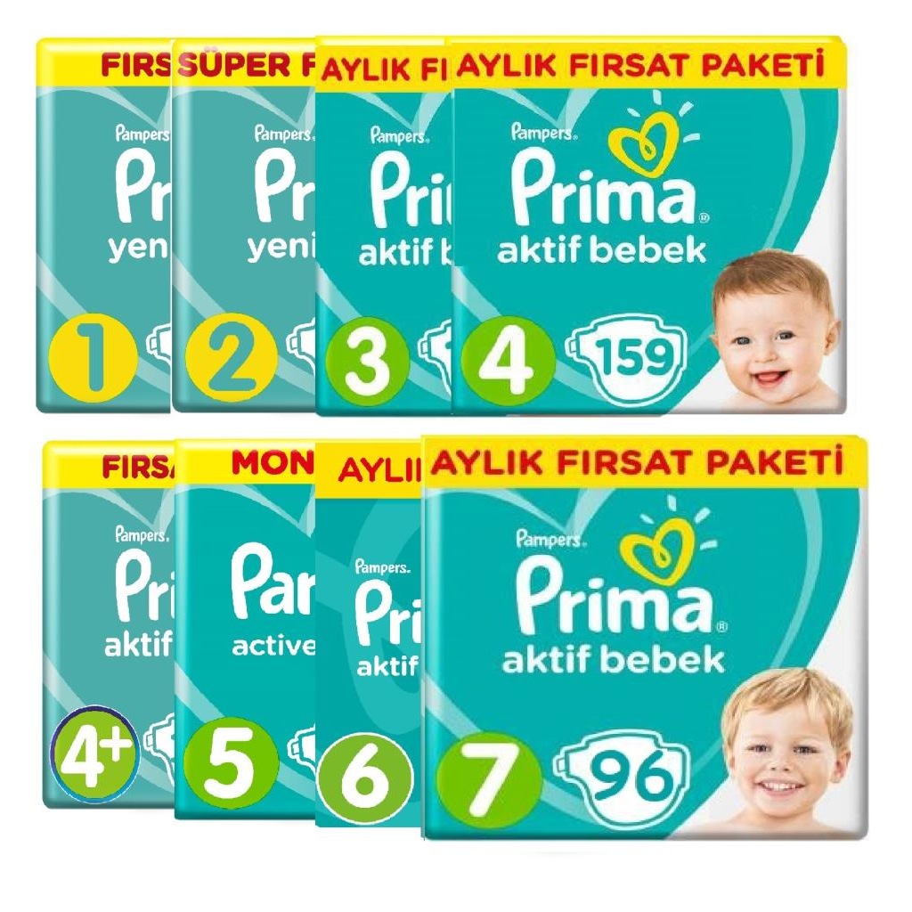 Prima Bebek Bezi 1 2 3 4 4+ 5 6 7 Beden Aktif Bebek ve