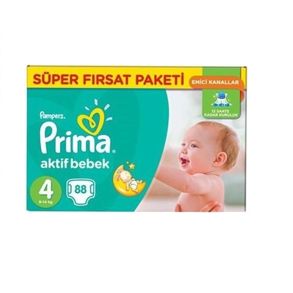 Prima Bebek Bezi Aktif Bebek 4 Beden Süper Fırsat Paket 88