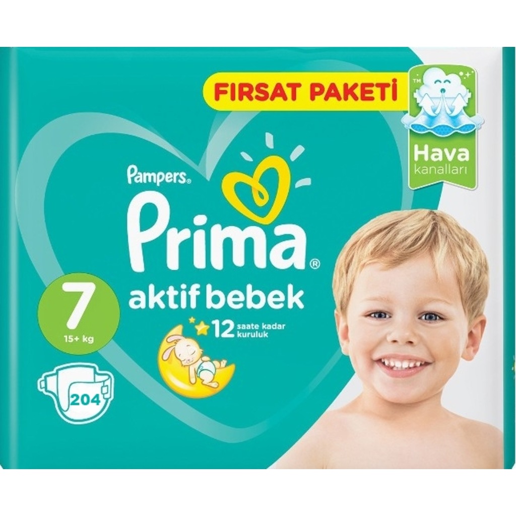 Prima Bebek Bezi No:7 Beden (15+ Kg) 204 Adet Fırsat Paketi