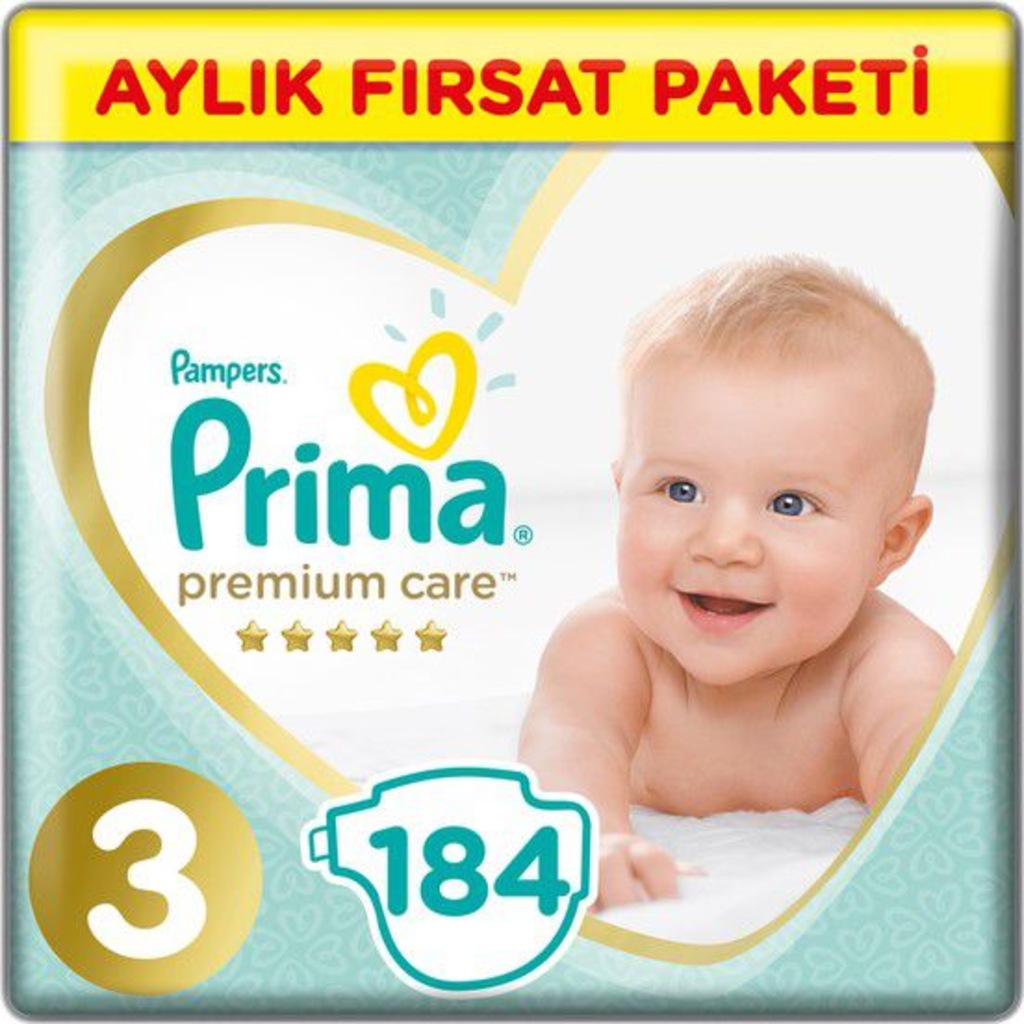 Prima Premium Care Bebek Bezi 3 Beden Numara 184 Adet