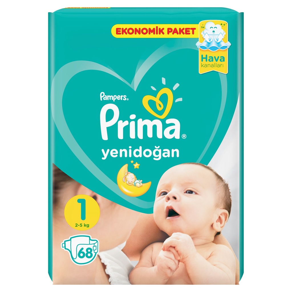 Prima Yenidoğan Bebek Bezi 1 Beden 2li Paket 68x2 Adet