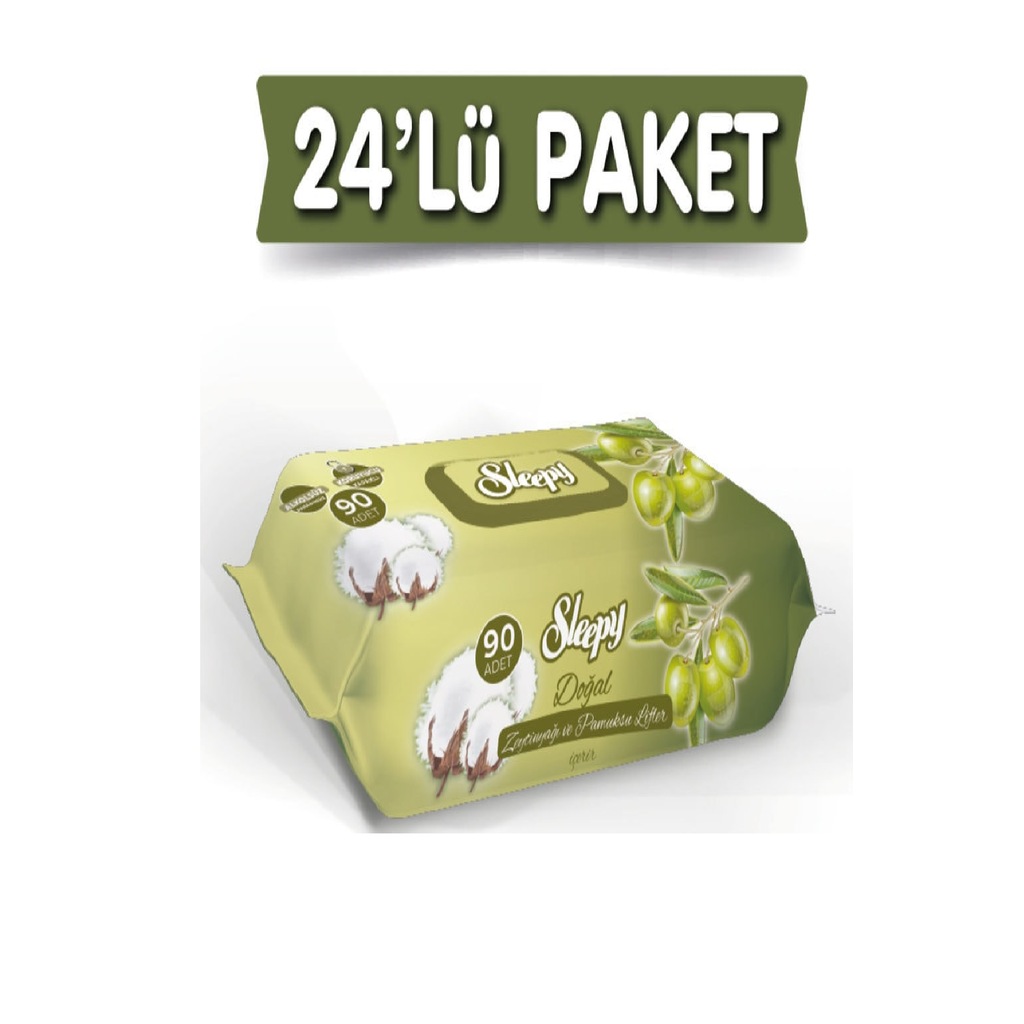 Sleepy Islak Mendil Zeytinyağlı 90 x 24'lü KAPAKLI 2160 Yaprak