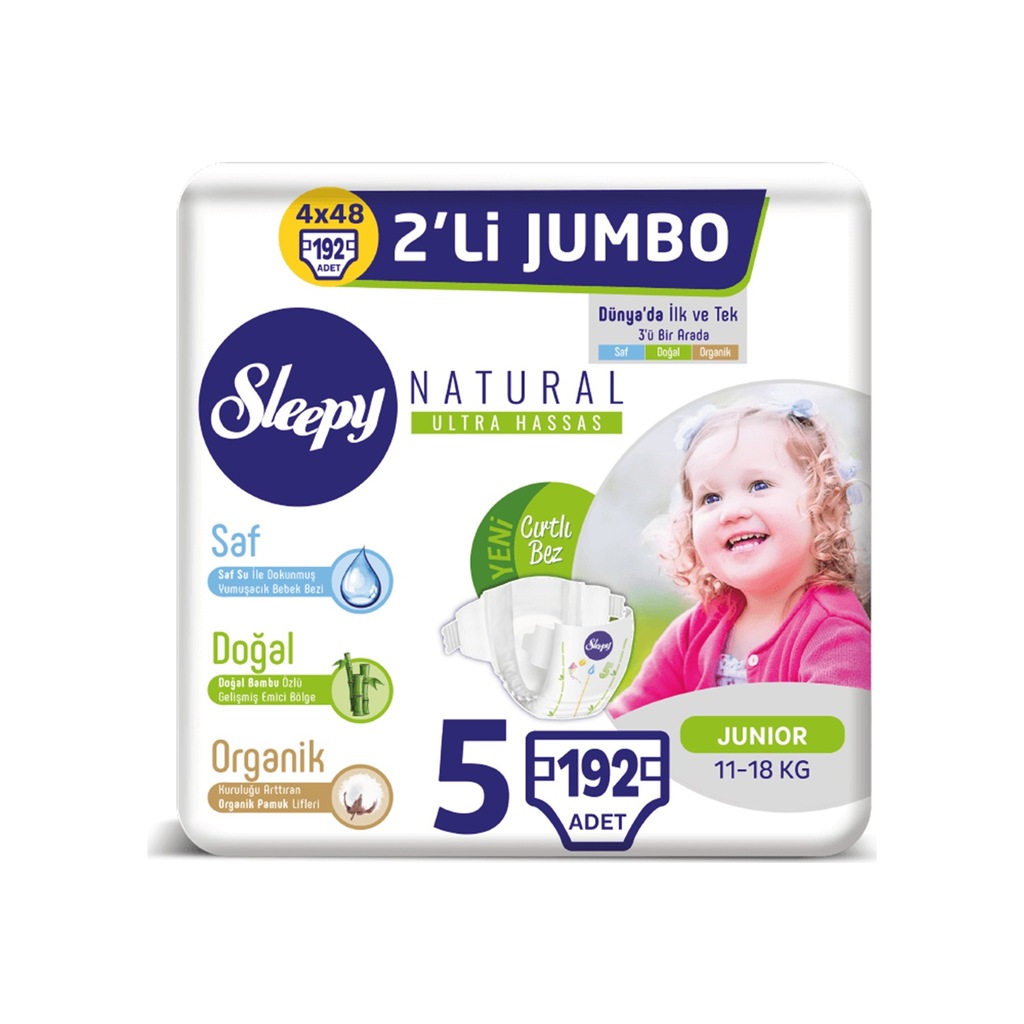 Sleepy Natural Bebek Bezi 5 Beden 48X4 (192 Adet