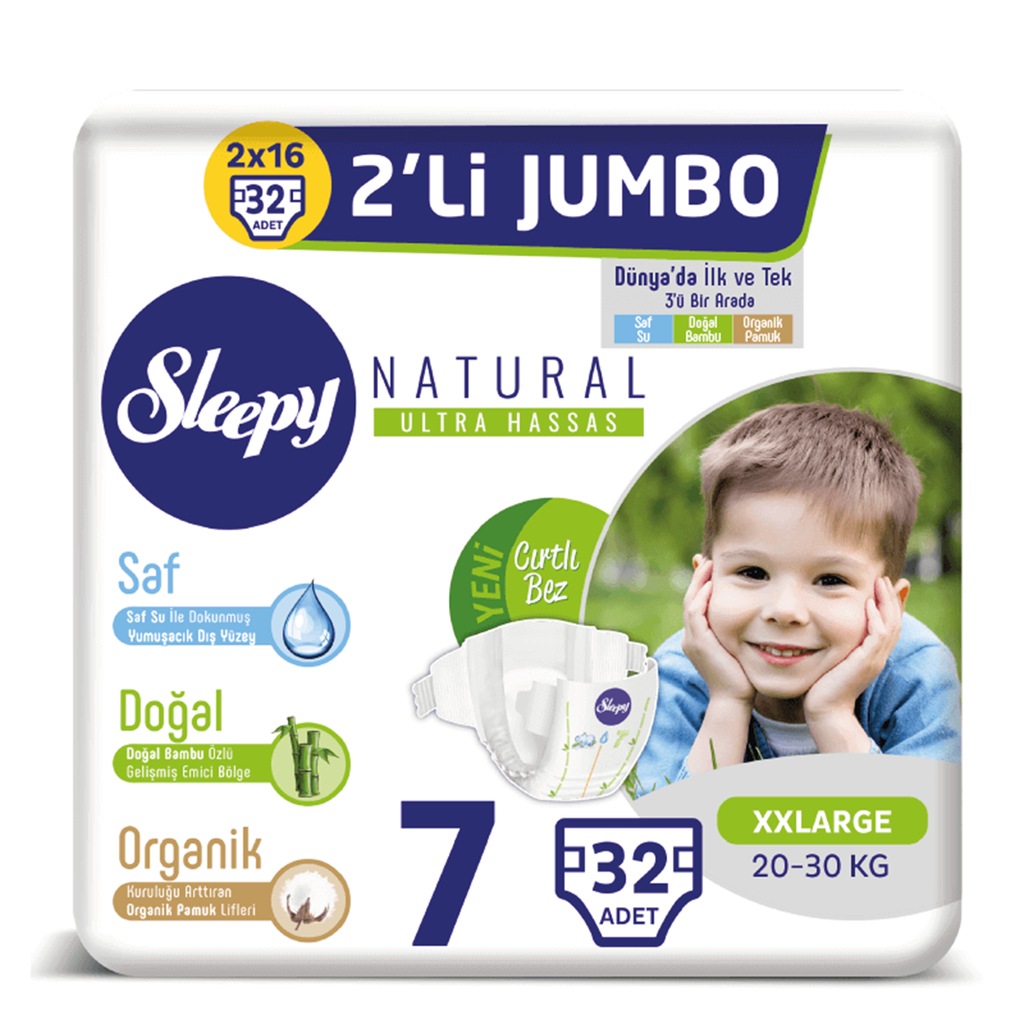 Sleepy Natural Bebek Bezi 7 Numara XXLarge 2�Lİ JUMBO Fiyatları ve