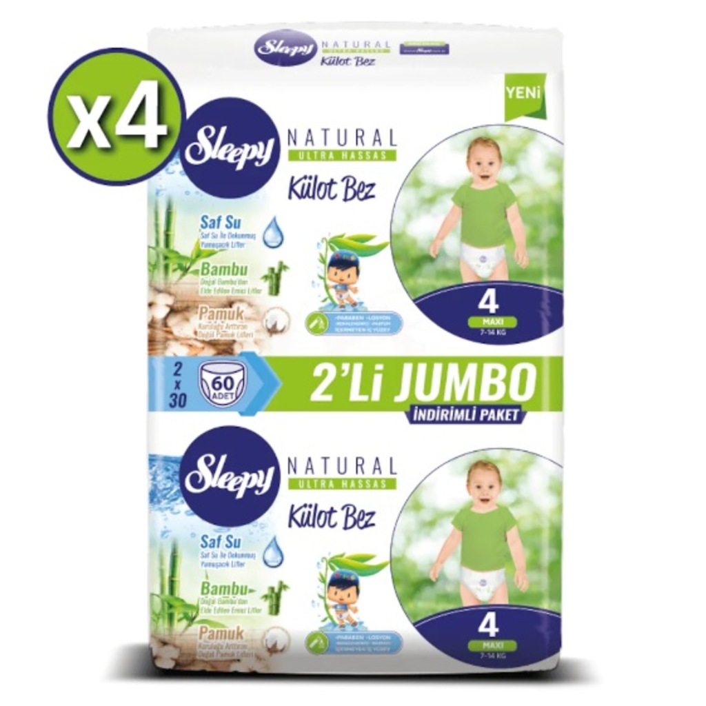 Sleepy Natural Külot Bez 4 Numara Paket 2�Lİ JUMBO Fiyatları ve Özellikleri