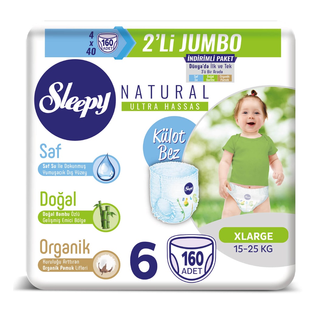 Sleepy Natural Külot Bez 6 Numara Xlarge 4x2�li Jumbo