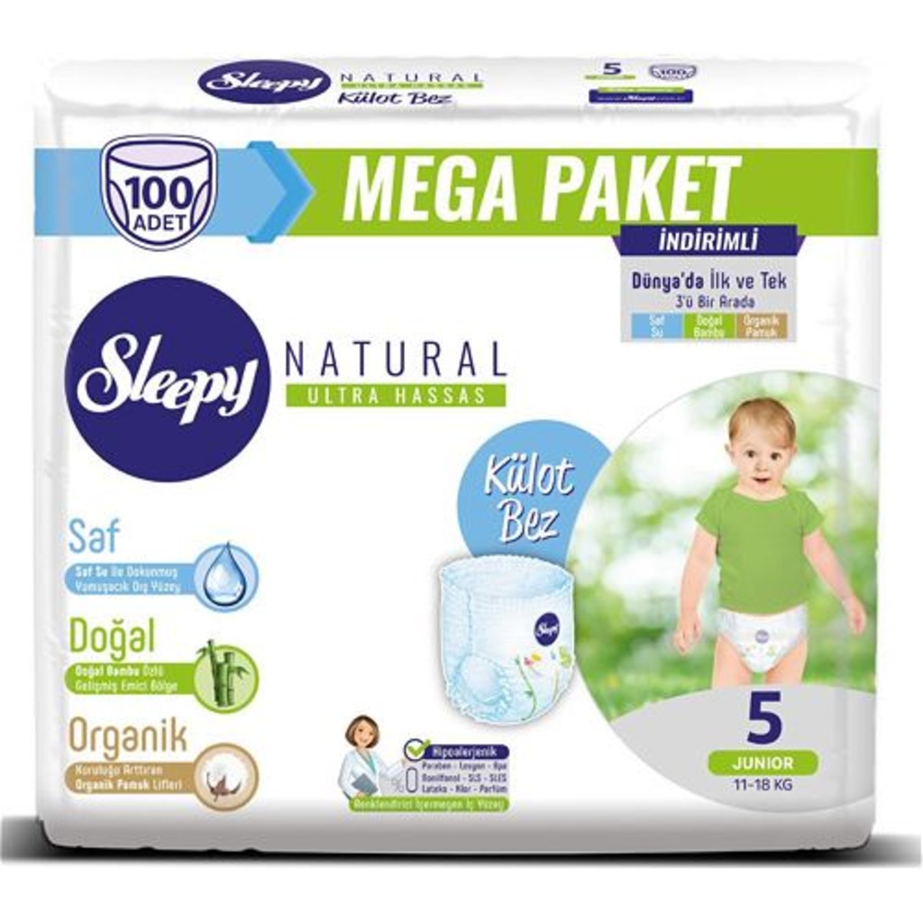 Sleepy Natural Mega Paket Junior 5 Beden Külot Bez 100 Adet