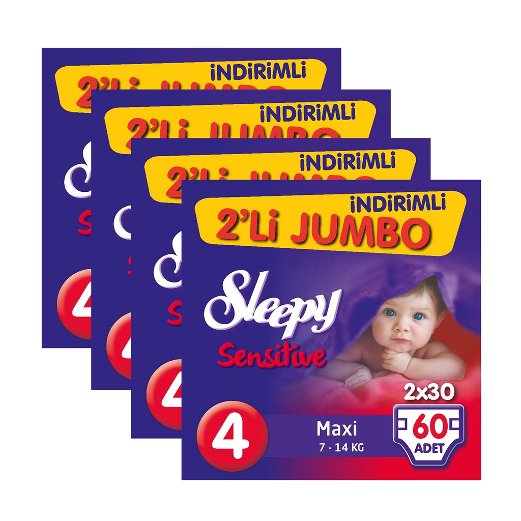 Sleepy Sensitive Bebek Bezi 4 Beden Maxi İkili Jumbo 240 Adet