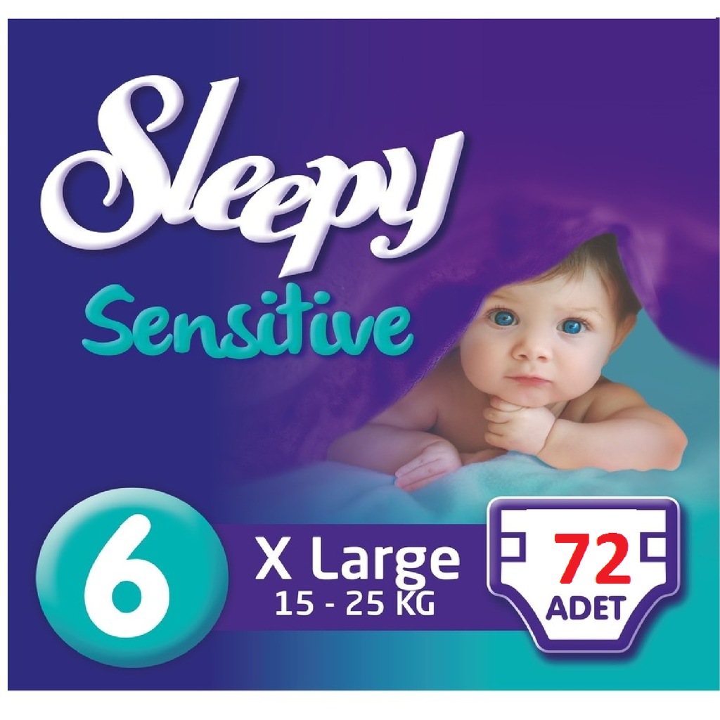 Sleepy Sensitive Bebek Bezi 6 Beden XL Jumbo Paket 12x6 72 Adet