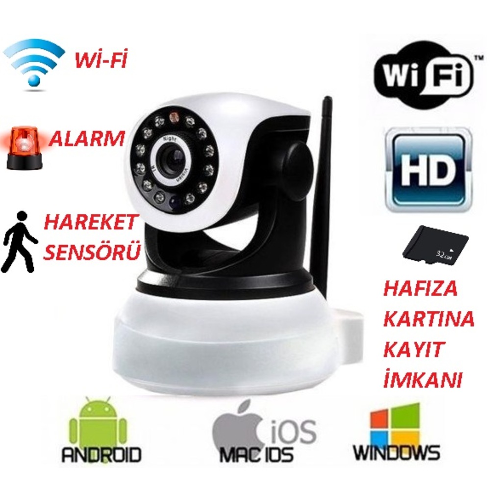 Gece Görüşlü Kablosuz Bebek İzleme Kamerası Wifi İp Kamera