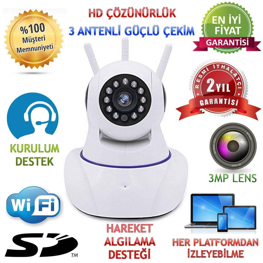 Hd 360º Wifi İp Kamera Gece Görüş Güvenlik Ve Bebek İzleme Kamera