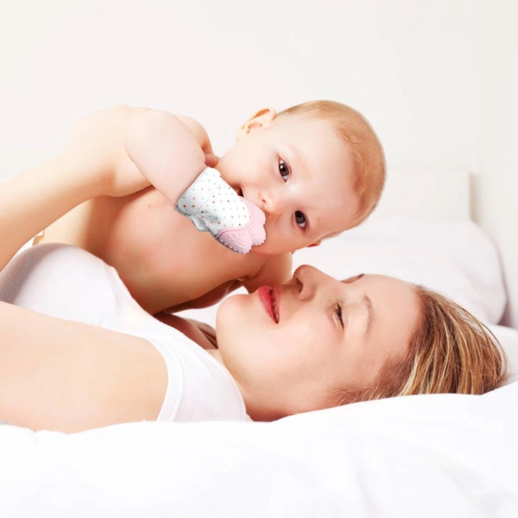 Bebek Silikon Diş Kaşıyıcı Eldiven Bpa İçermez Pembe