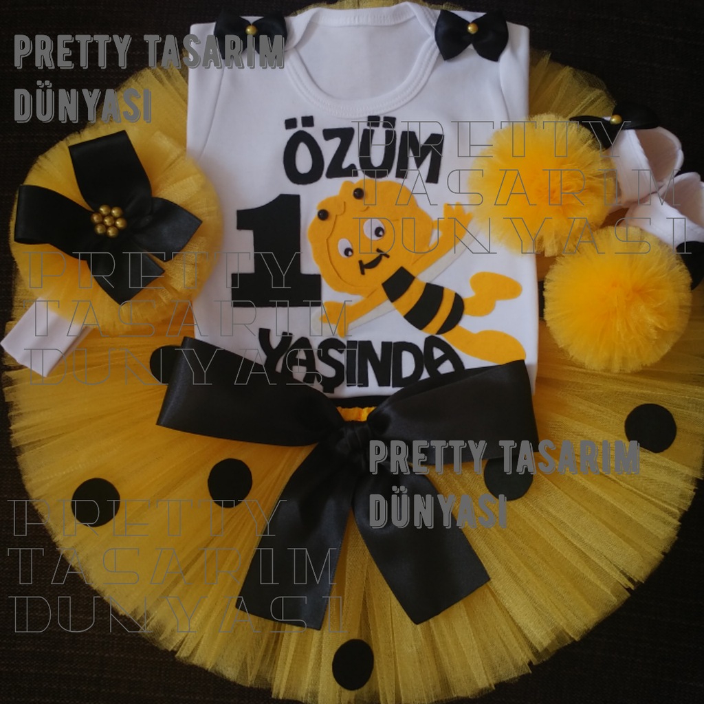Arı Maya Kız Bebek Tütü Etek Ve Elbise Takımı Doğum Günü Arı Maya Kız Bebek Tütü Etek Ve Elbise Takımı Doğum Günü