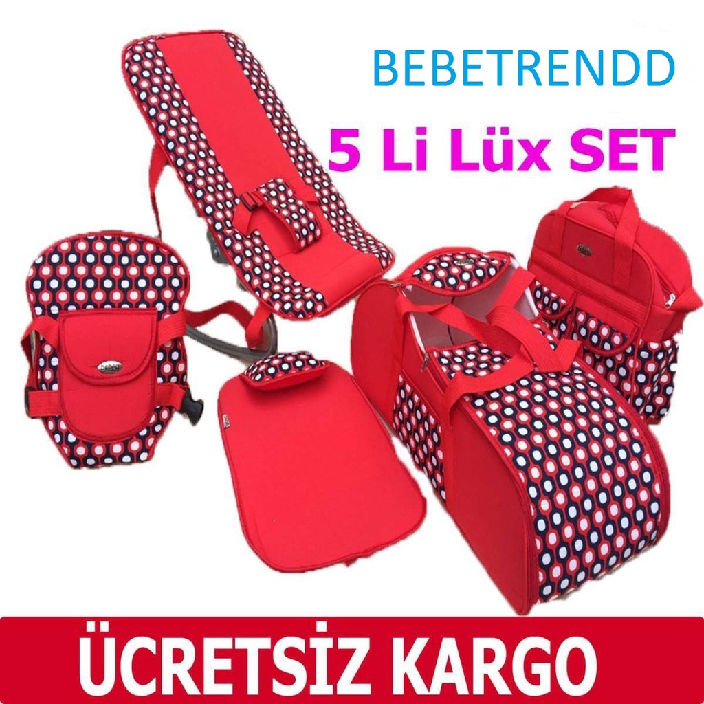 2018 Lüx Beşli Set Bebek Taşıma Seti Kanguru Çanta
