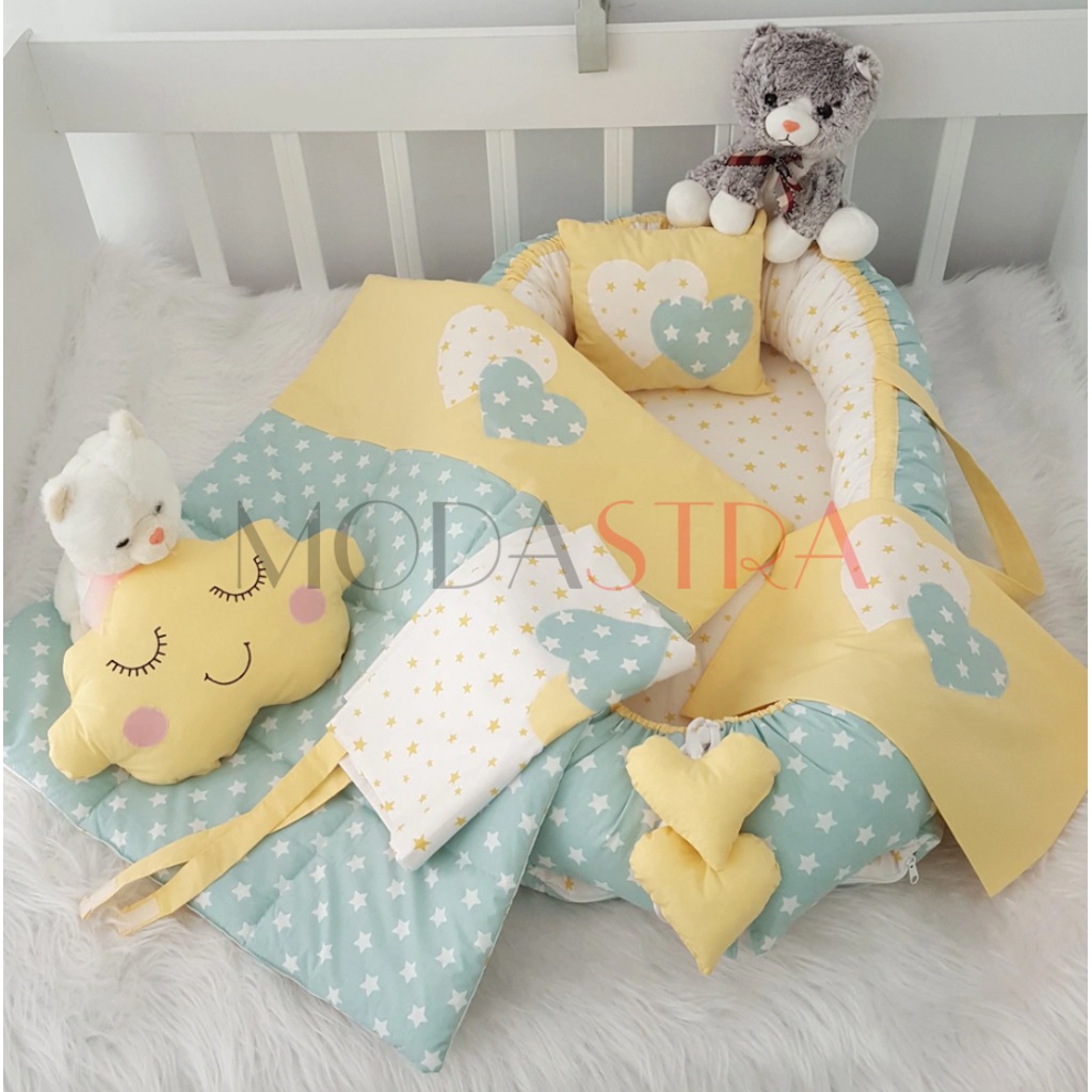 Modastra Mint ve Sarı Kombin Emzirme Önlüklü Tam Takım Babynest