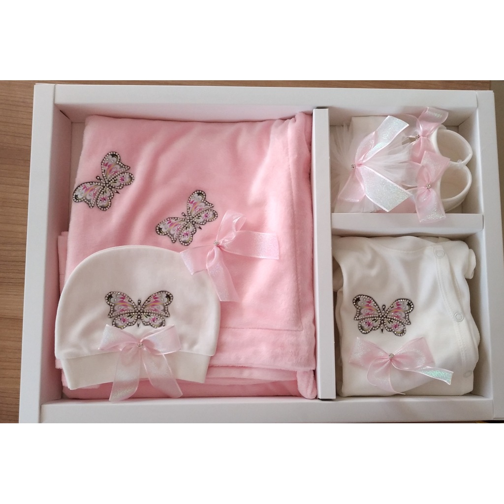 Kız Bebek Hastane Çıkışı Eda Baby 7712 Lüx Beşli Set