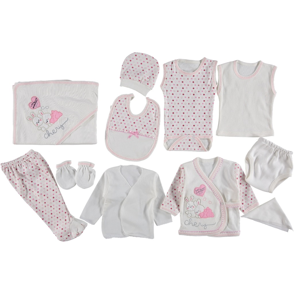 Tavşanlı Kız Bebek Hastane Çıkışı Unisex Zıbın Seti
