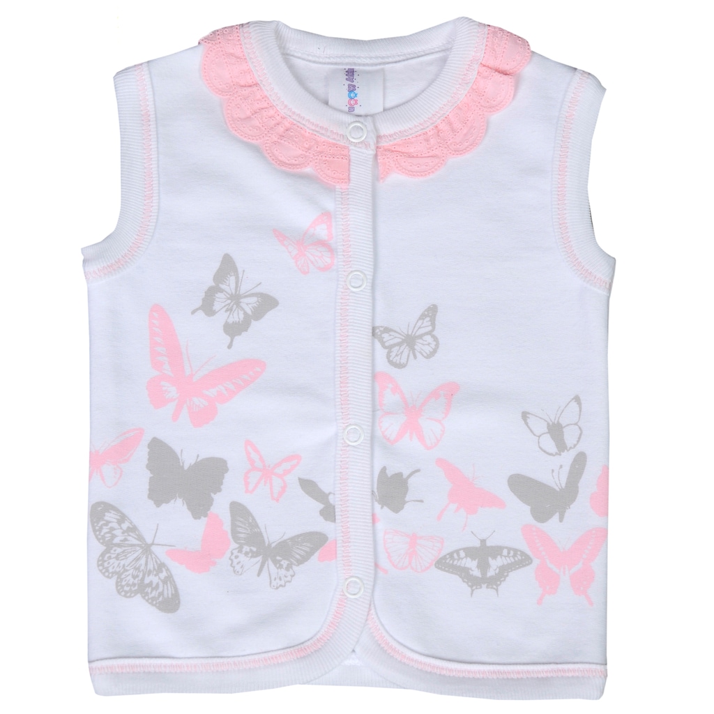 Kız Bebek Yelek Hırka Pamuklu Penye Happy Moon