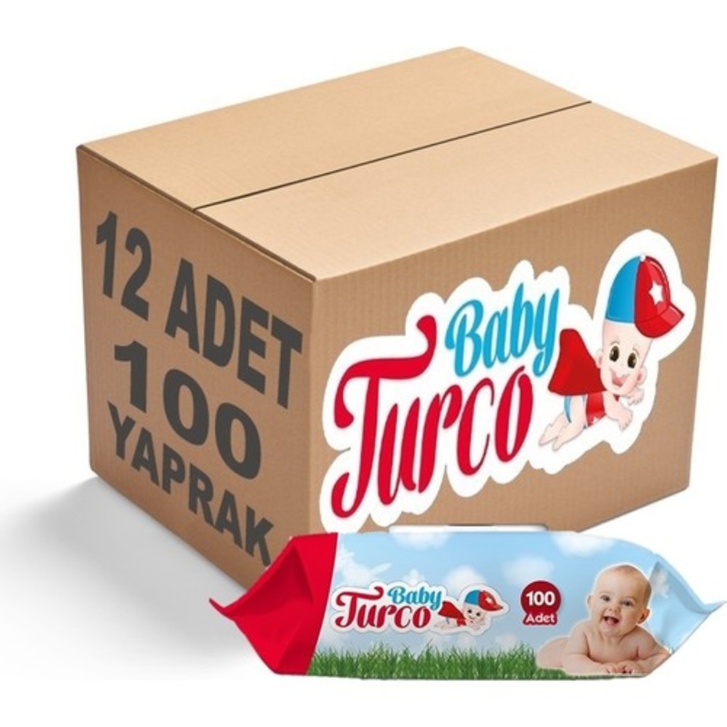 Baby Turco Islak Havlu Mendil 100 Yaprak 12'li Set Plastik kapak