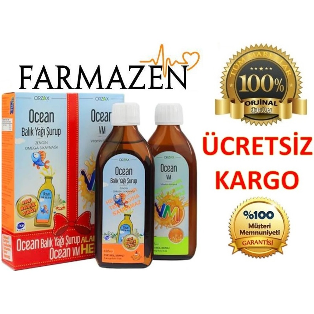 Ocean Omega 3 Portakallı Balık Yağı Şurubu 150ml+Ocean VM