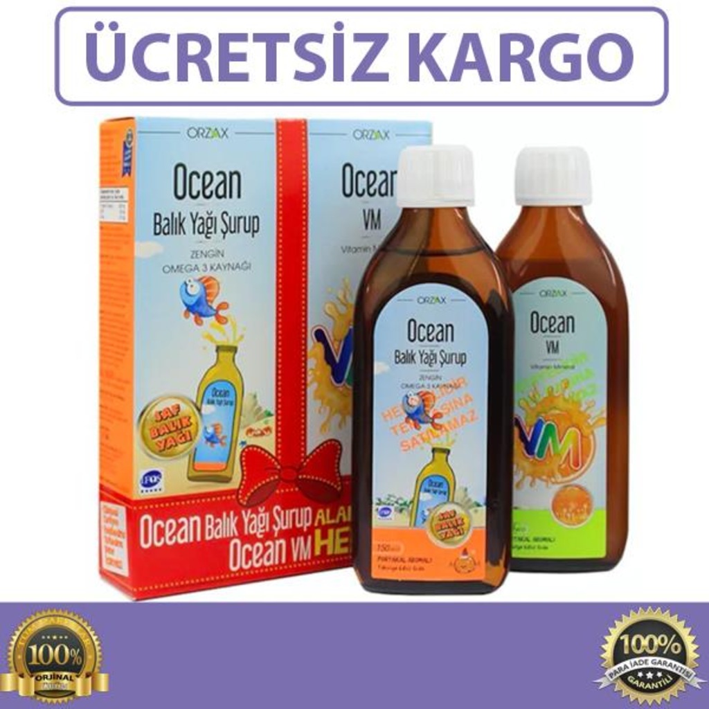 Ocean Omega 3 Portakallı Balık Yağı Şurubu 150ml+ocean Vm