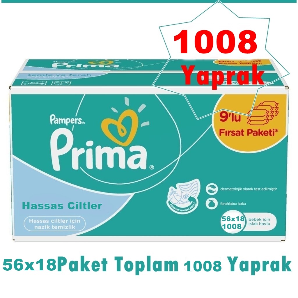 Prima Islak Mendilhavlu Bebek İçin 56�lı 18 Ad Toplam