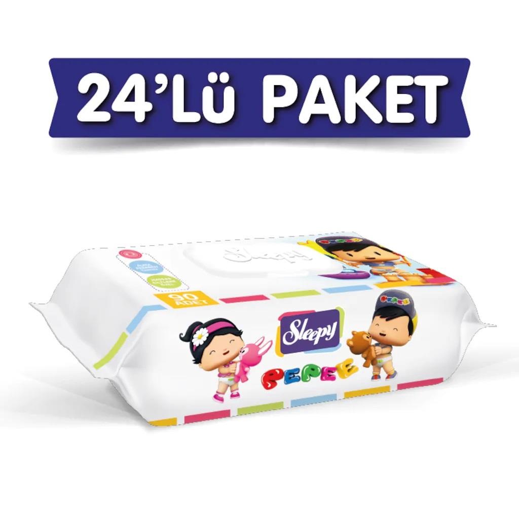 Sleepy Pepee Islak Havlu Mendil 24x90 2160 Yaprak KAPAKLI