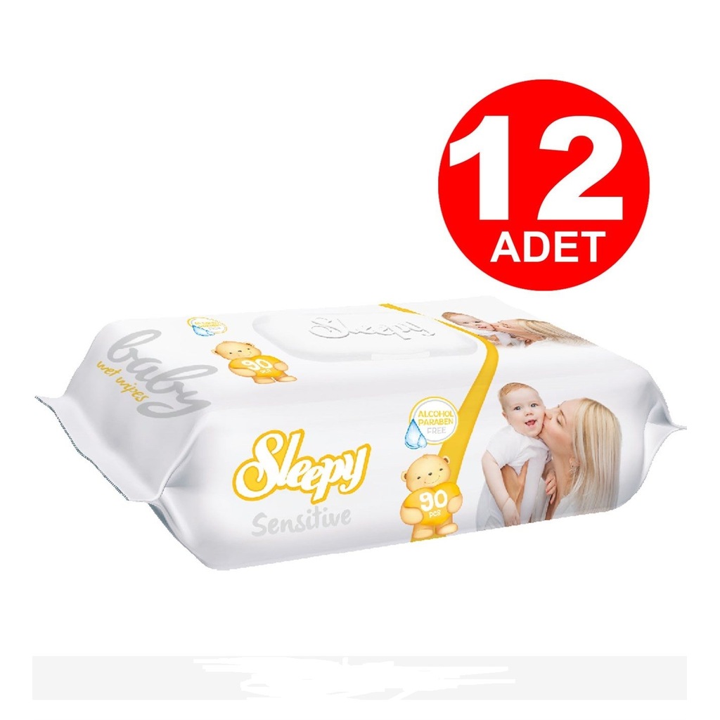 Sleepy Sensitive Islak Havlu 12 * 90 = 1080 Yaprak Kapaklı Hassas