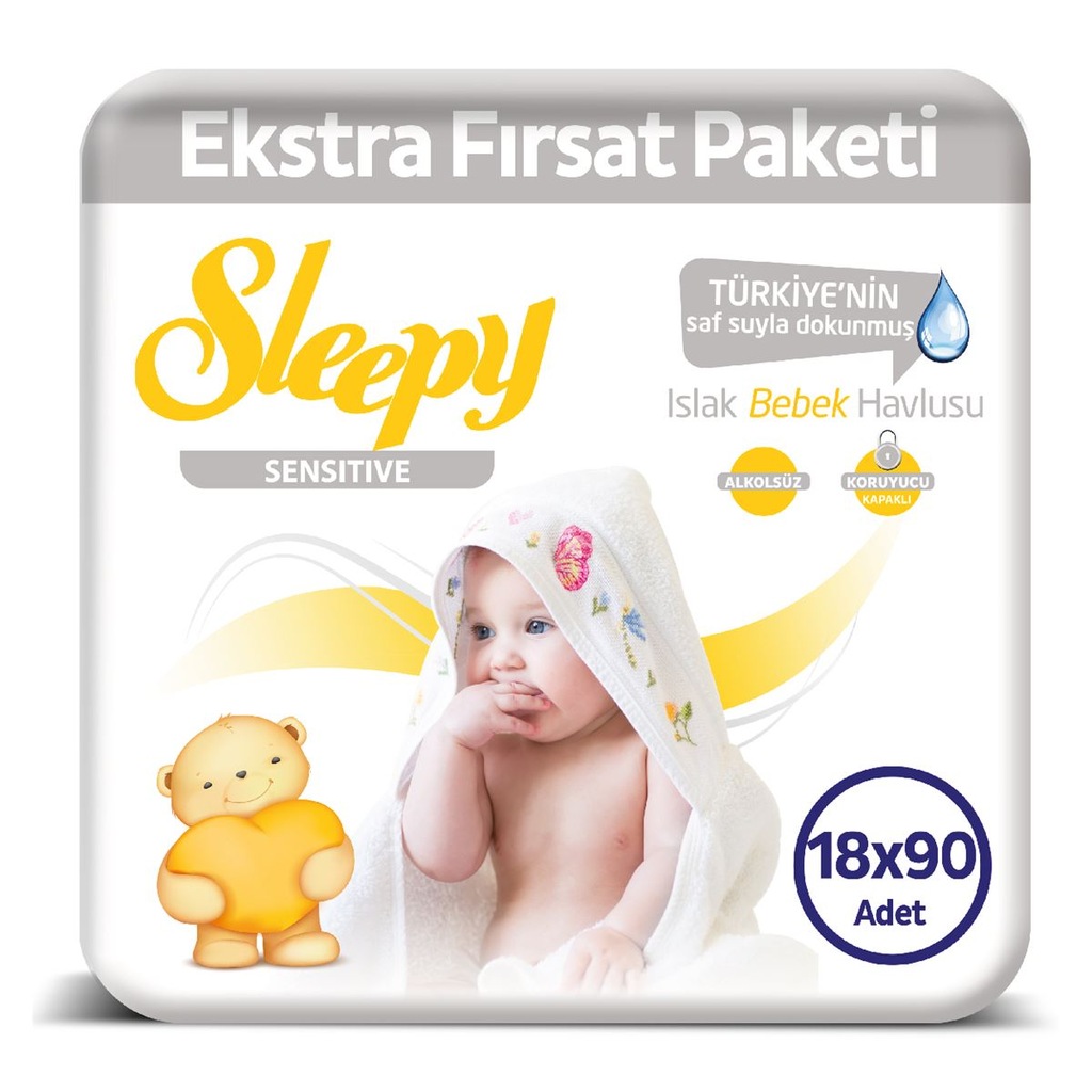 Sleepy Sensitive Islak Havlu 18X90 lı