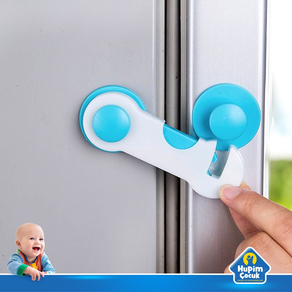 4 Adet Çift Kapılı Dolap Kilidi + 3m Çocuk Bebek
