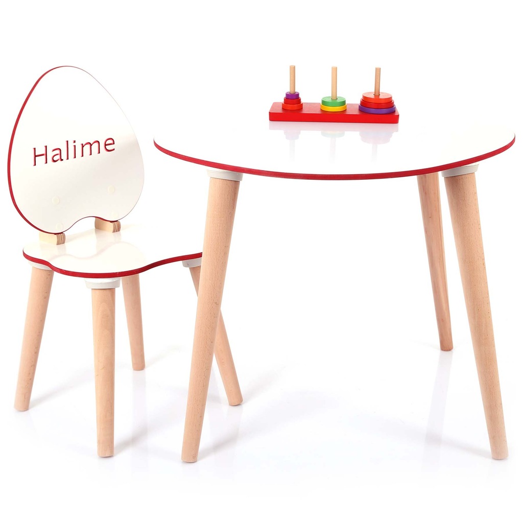 Çocuk 1 Masa ve 1 Sandalye KALP Model set, Kişiye Özel Çocuk 1 Masa ve 1 Sandalye KALP Model set, Kişiye Özel