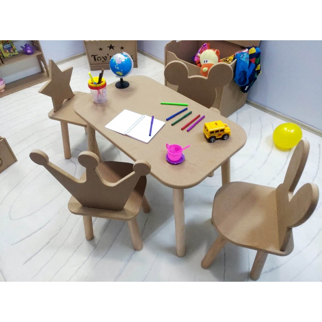 Çocuk Bebek Oyun Masa Sandalye Takımı Ahşap Montessori YENİ ÜRÜN