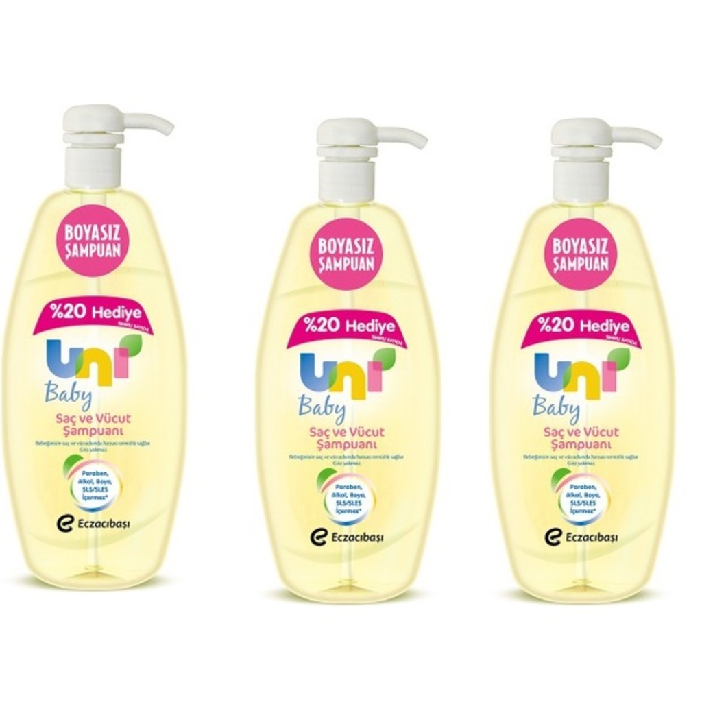 Uni Baby Bebek Şampuanı 3x900 Ml Basmalı Şampuan