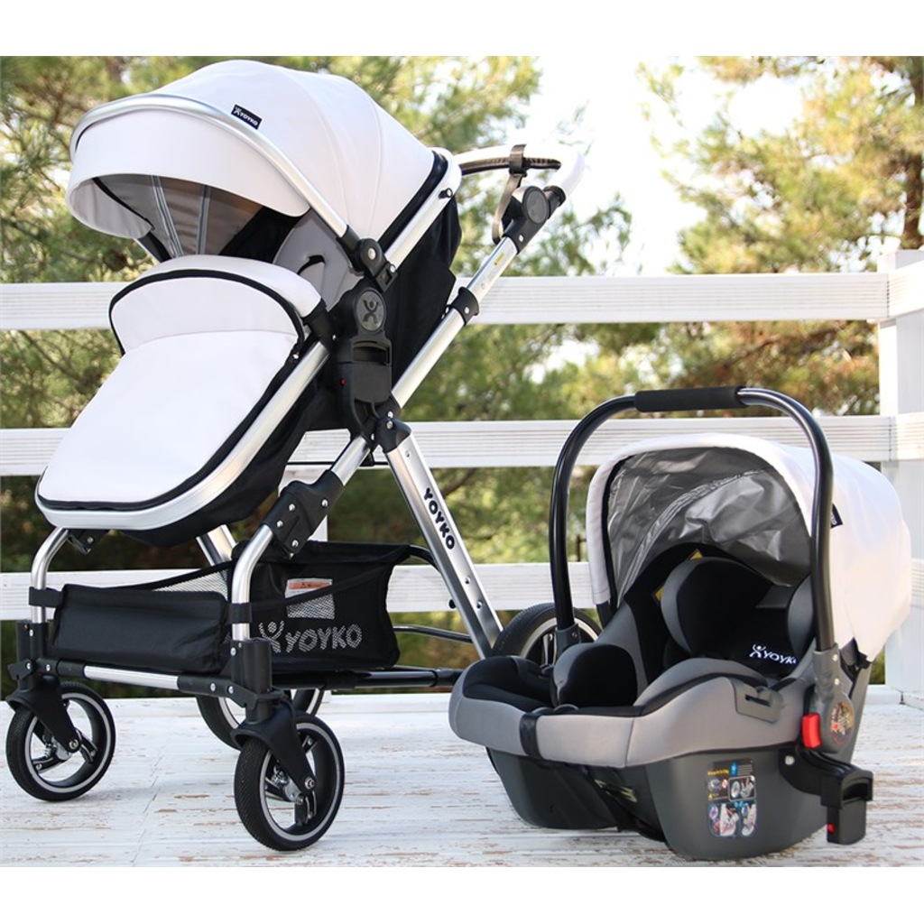 Yoyko Luxury Travel Sistem Bebek Arabası 3 İn 1 Beyaz