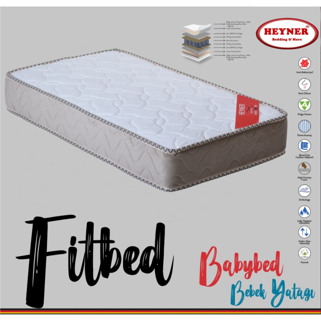 60x120 Heyner Fitbed Ortopedik Yaylı Yatak Heyner Bebek