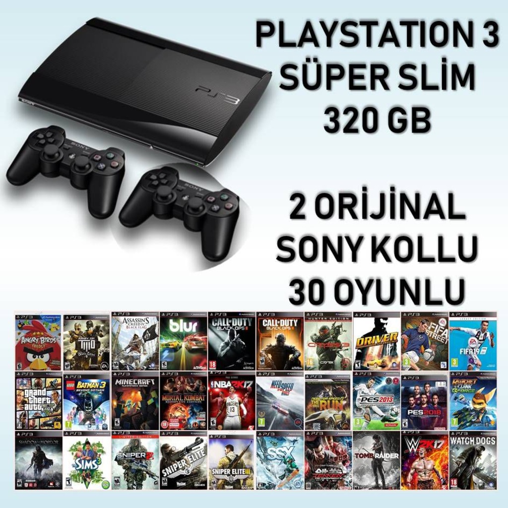 Sony Playstation 3 Super Slim 320 Gb 2 Orijinal Kol 30 Oyun Fiyatlari Ve Ozellikleri