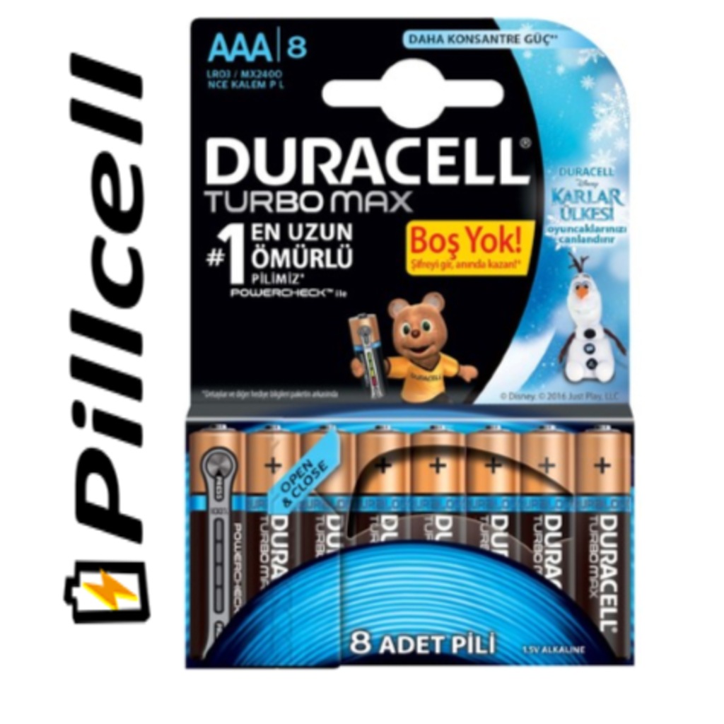 Duracell Turbo Max Alkaline 6+2 AAA İnce Pil 8 li Fiyatları ve Özellikleri