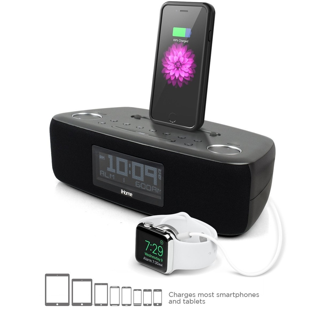 iHome iDL44 Lightning Dock Dual Clock Radio with USB